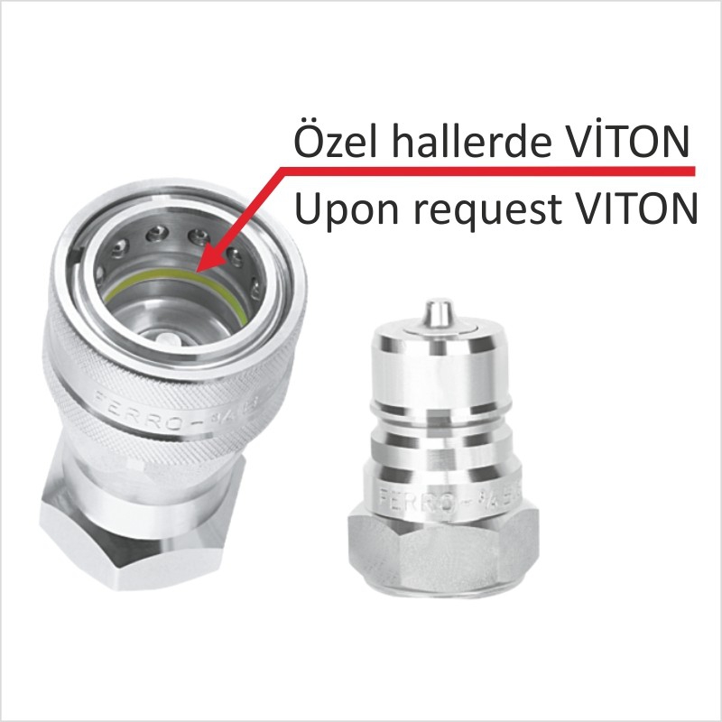 QCFODHPG34FN 3/4” BSP Hidrolik Fer-ro Özel Tasarım Yüksek Basınç Otomatik Rekor -Dişi- 400 Bar