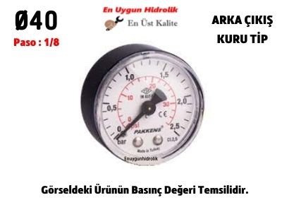 Ø40 10 Bar ARKADAN ÇIKIŞLI KURU MANOMETRE