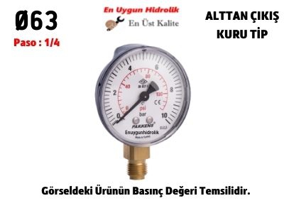 Ø63 16 Bar ALTTAN ÇIKIŞLI KURU MANOMETRE