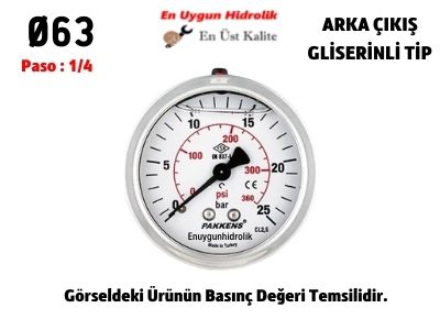 Ø63 4 Bar ARKADAN ÇIKIŞLI GLİSERİNLİ MANOMETRE