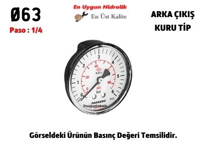 Ø63 60 Bar ARKADAN ÇIKIŞLI PANO TİP GLİSERİNLİ MANOMETRE