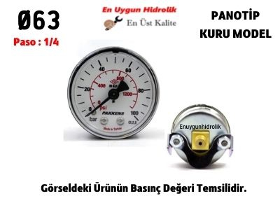 Ø63 2,5 Bar ARKADAN ÇIKIŞLI PANO TİP KURU MANOMETRE